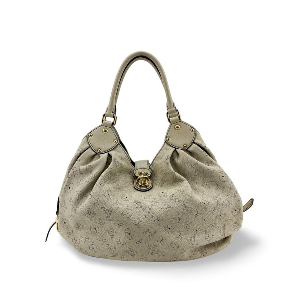 Louis Vuitton L Hobo Mahina Leather Beige Leather Shoulder Bag Bag